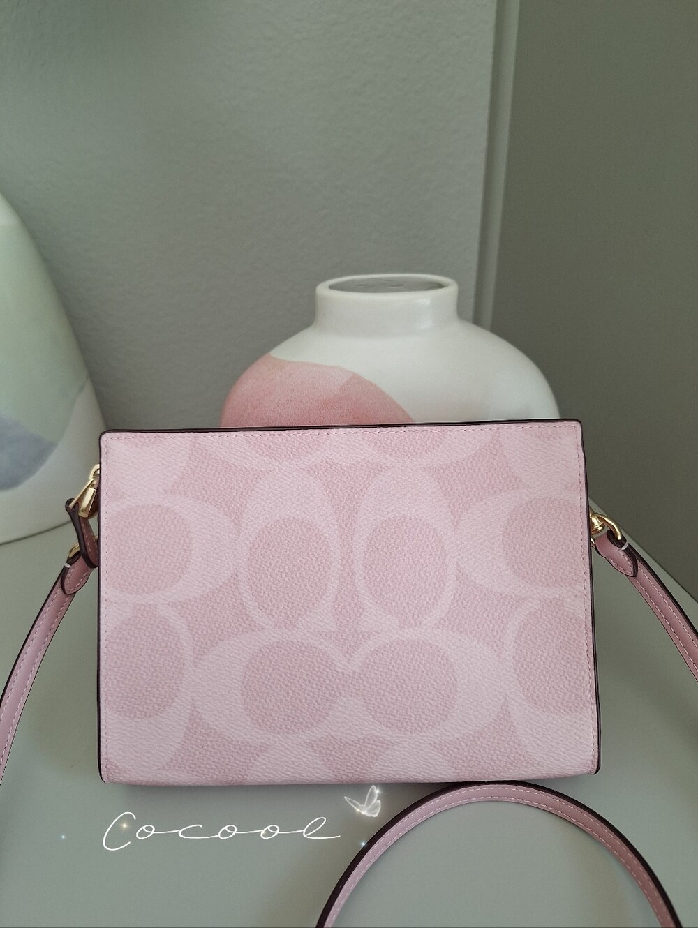 NEW Coach Limited Slim Crossbody Bag In Signature Canvas Powder Pink Purse - Picture 3 of 11